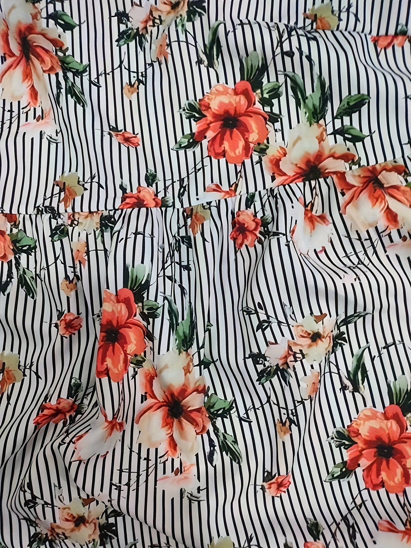 Women's Plus Stripe & Floral Print Maxi Dress