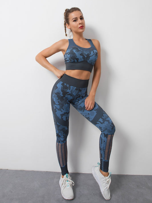 Women's Seamless Tank Top & High Waist Trousers Tracksuit Sports Fitness Set