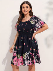  Boho Dress Women Floral Print Midi Dress