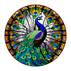 Peacock Suncatcher Stained Glass Window Hanging For Decoration