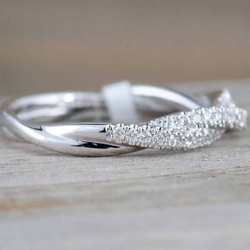 Minimalism Zircon Twist Ring Women's Daily Engagement Jewelry