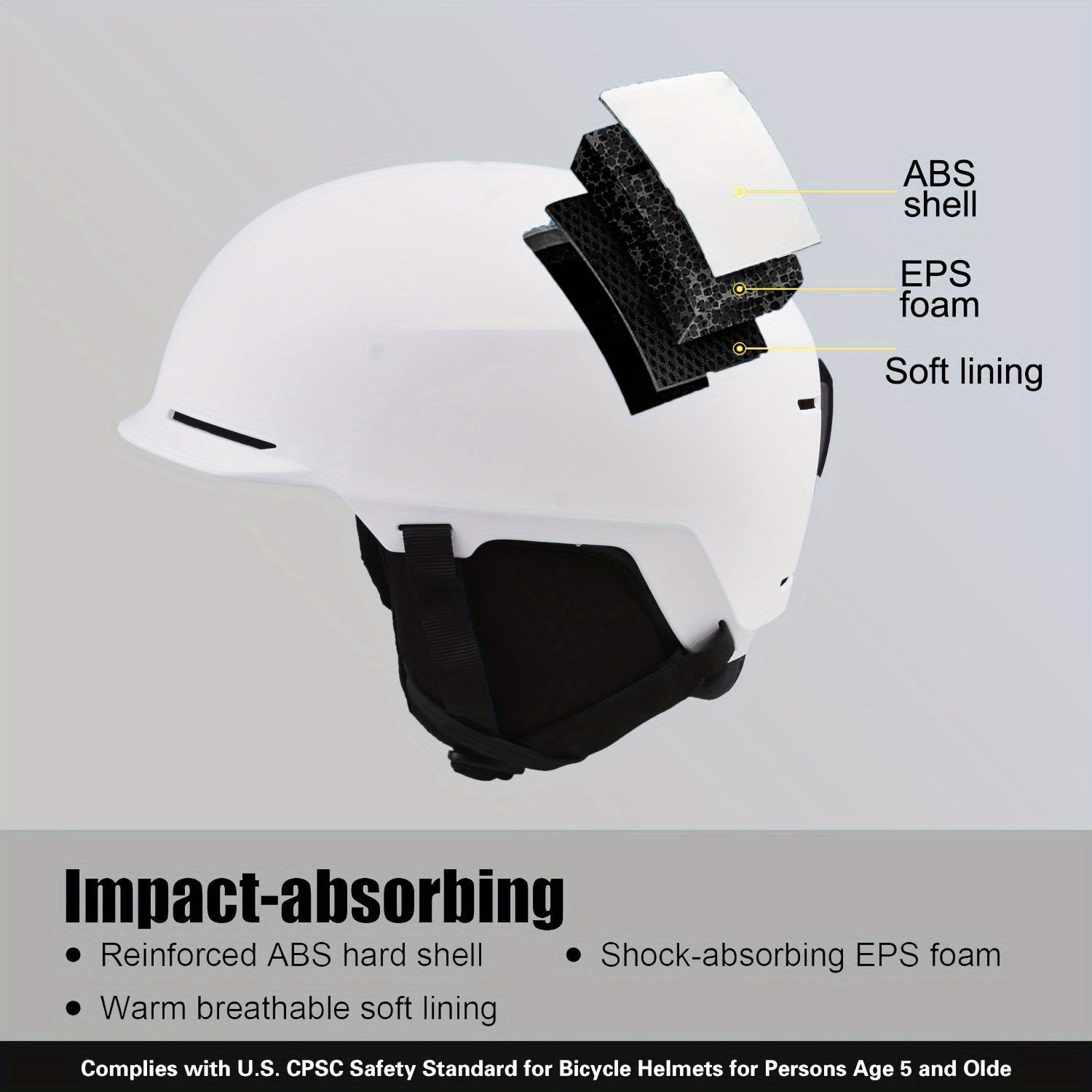 Ski Helmet Shock Resistant Safety ABS Housing EPS Vent Dial Goggles Compatible