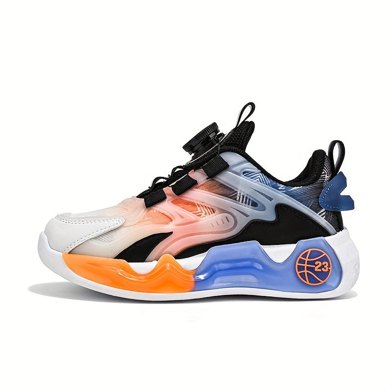 Boys Rotating Button Low Top Sneakers Breathable Non Slip Shoes