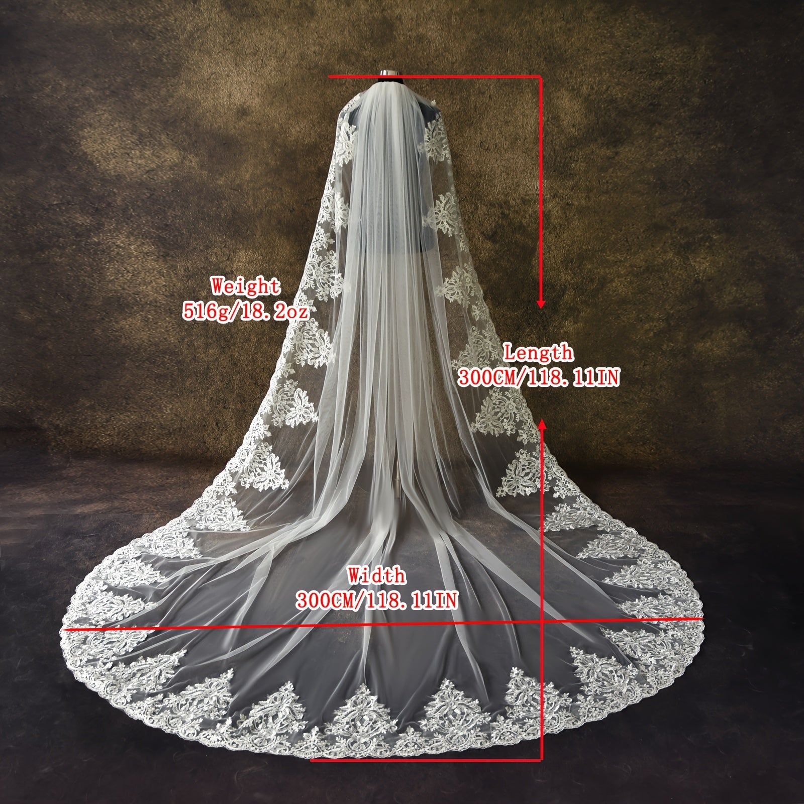 Vintage Lace Bridal Veil with Hair Comb