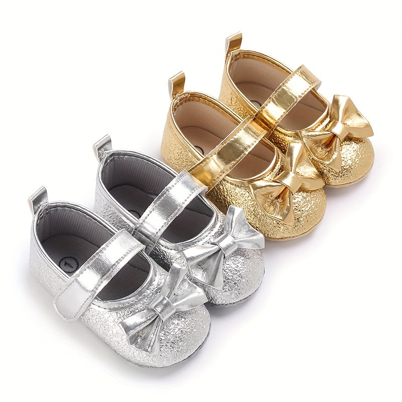 Baby Girls Bowknot Walking Shoes Non Slip Soft Flat Sole Shoes