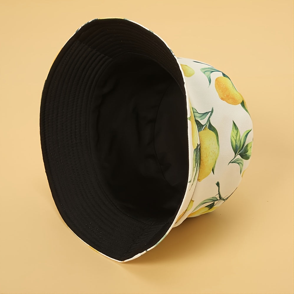 Classic Streetwear Orange Print Windproof Couple Bucket Hat