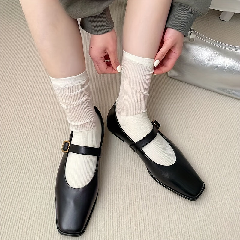 3 Pairs Lightweight Ribbed Socks Comfy & Breathable Women's Mid Tube Stockings
