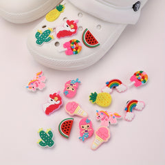 18PCS DIY Shoe Accessories Rainbow Unicorn Flower Shoe Charms Pack