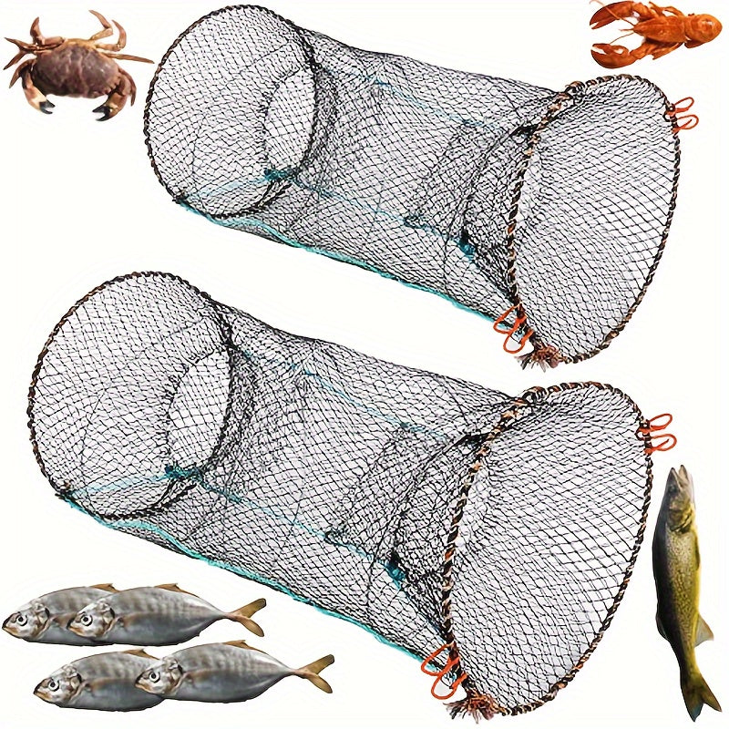 Foldable Fishing Net Shrimps Crabs Trap Cage Outdoor Tackle