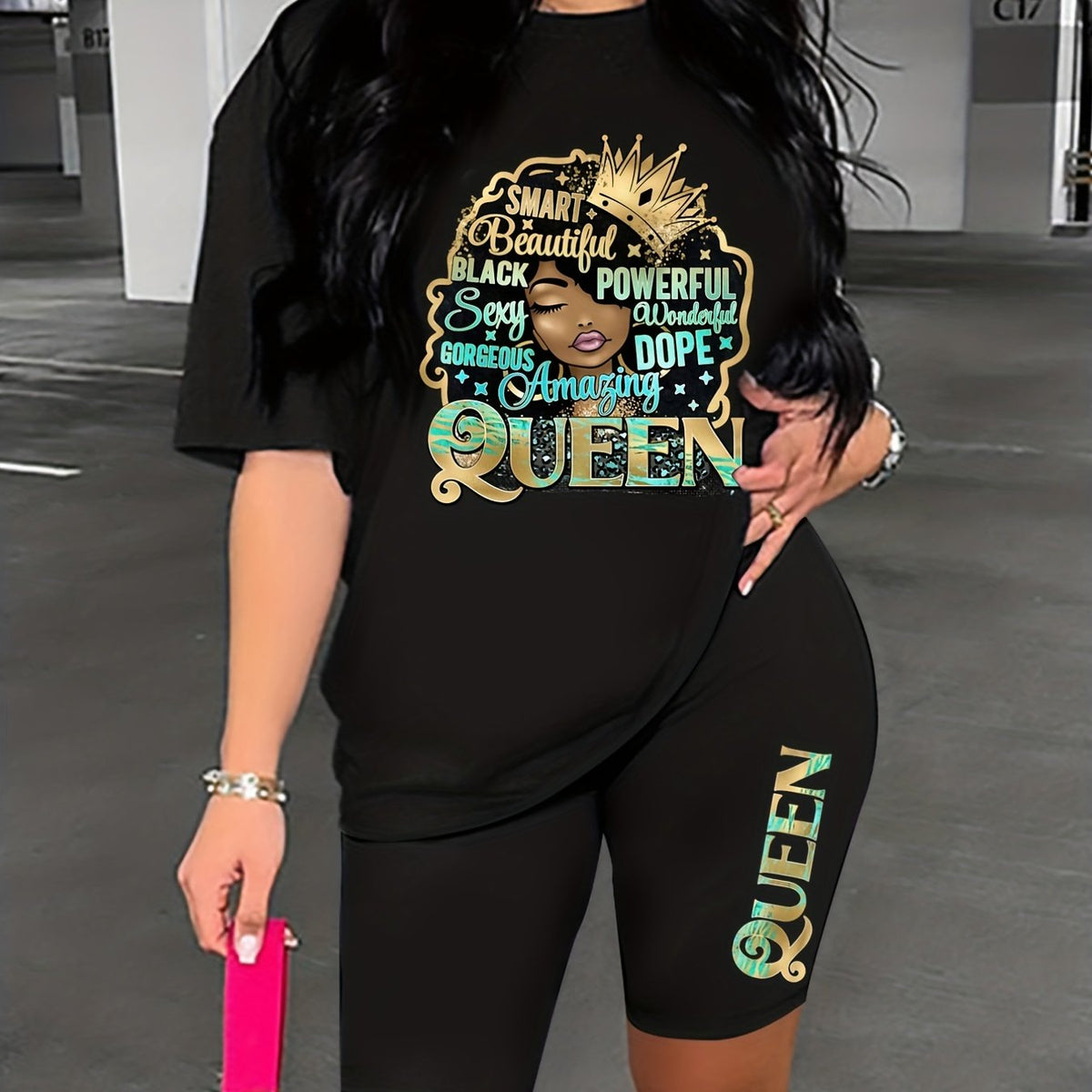 Letter Print Lounge Set Top & Shorts Women's Loungewear