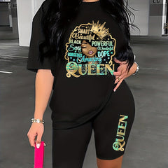 Letter Print Lounge Set Top & Shorts Women's Loungewear