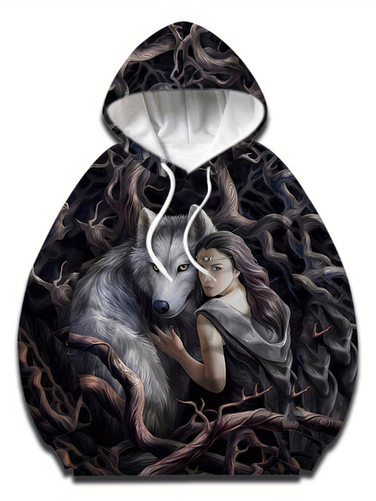 Beauty And Monster Print Hoodie For Men Graphic Hooded Pullover