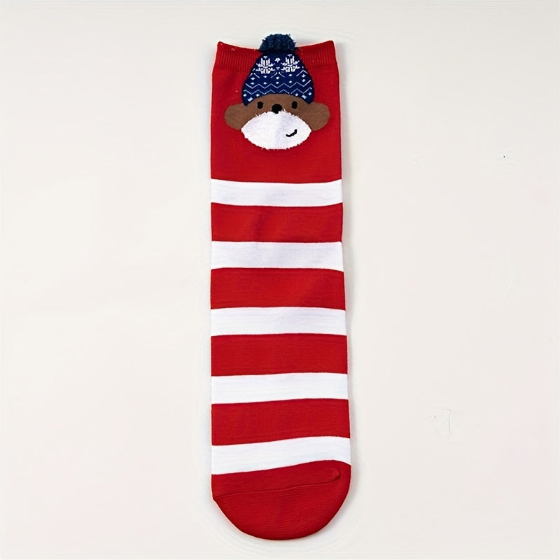 4 Pairs Bear & Cat Print Socks Mid Tube Stockings