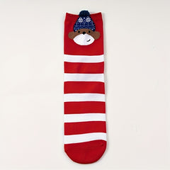 4 Pairs Bear & Cat Print Socks Mid Tube Stockings