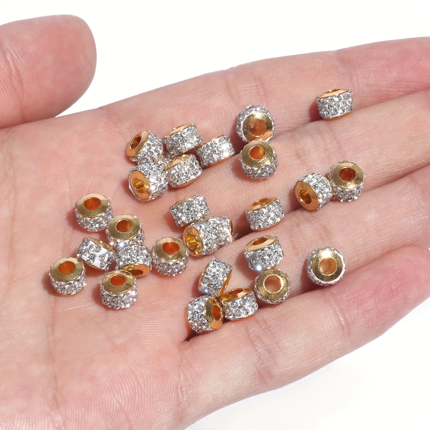 7x5mm Rhinestone Spacer Beads Pave Crystal Clay for Charms Jewelry