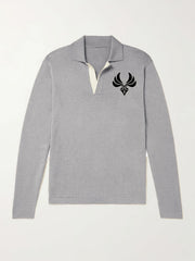 Men's Knit Polo Shirt Casual Lapel V Neck Pullover Sweater