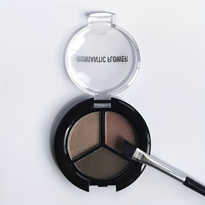 3-Color Eyebrow Powder Set with Brush - Waterproof & Long-Lasting