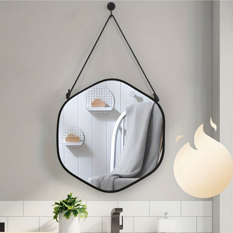 Shape Wall Mirror Framed Beauty Mirror With Hanging Rope