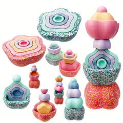 Flower Stacking River Stone Toys Balance Training Sports Coordination Skills
