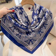 Vintage Paisley Print Silk Square Scarf Thin Bandana Neckerchief