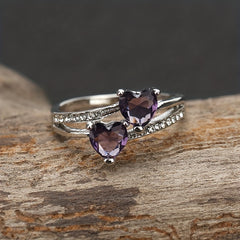Double Heart Zircon Wedding Party Ring