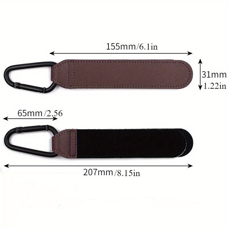 2pcs PU Leather Stroller Hooks 360 Rotatable Pram Organizer Brown Gray Pink