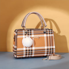 Metal Letter Decor Satchel Bag Top Handle Purse Shoulder Office Bag