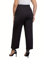  Solid Wide Leg Pants Women's Plus Wide Leg Pants