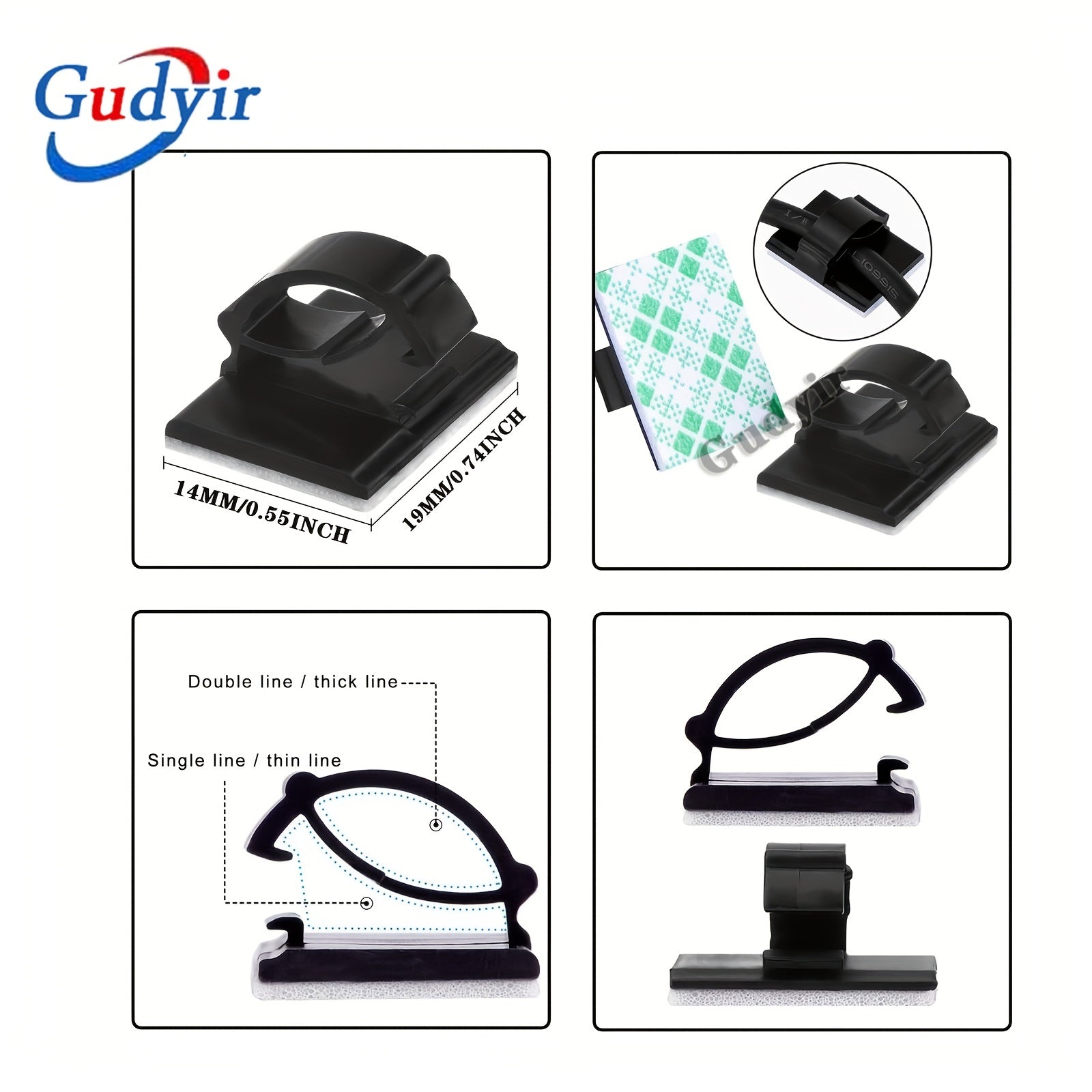 50pcs Wire Clips Cable Management Holder Clamps for Car Office Home