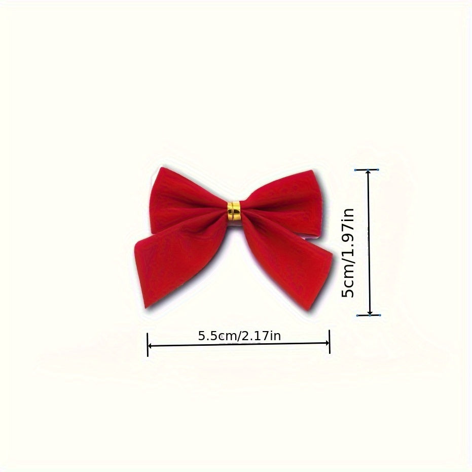 12pcs Bow Christmas Decorations Red Golden Silvery Bows Tree Pendants