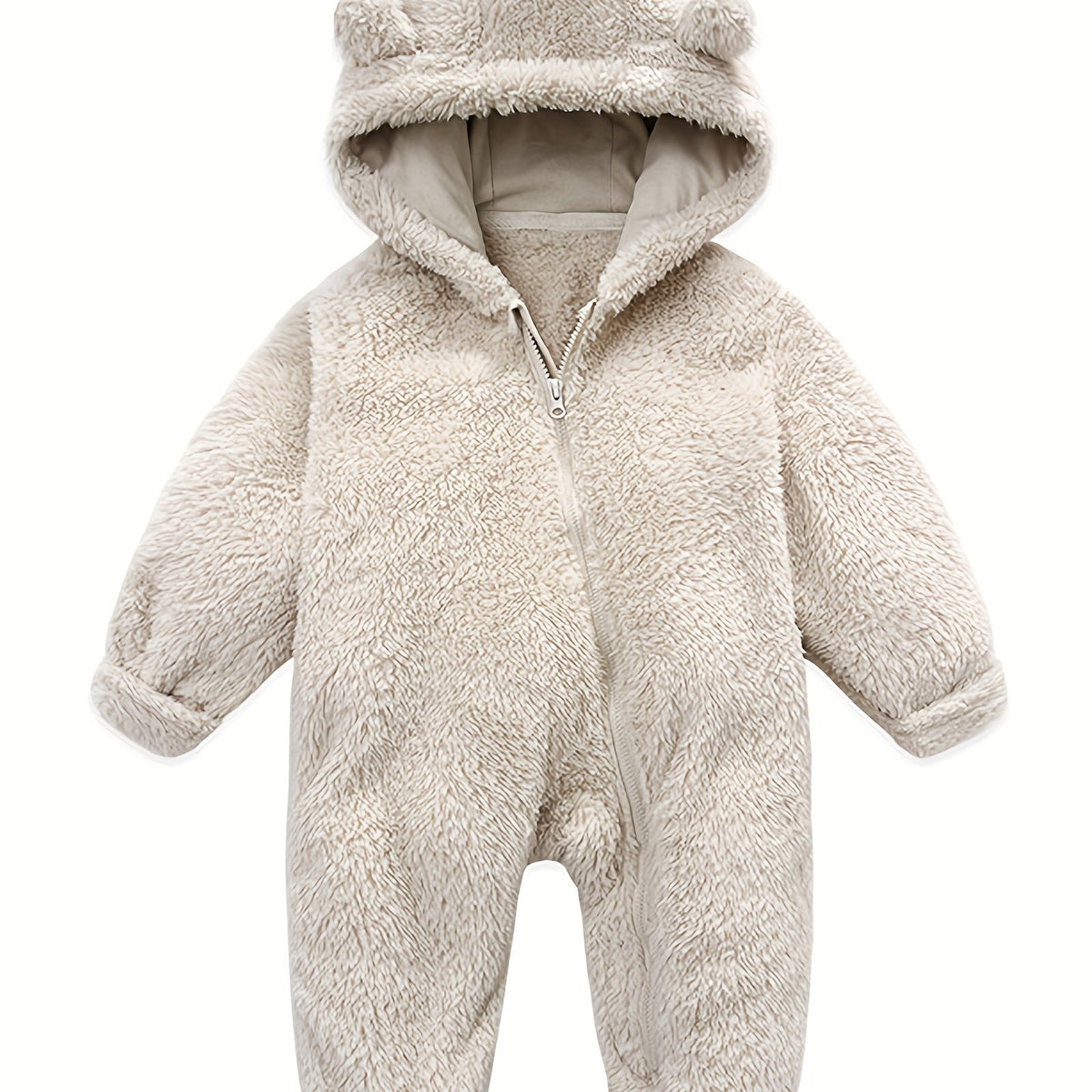 Baby Plush Polar Fleece Jumpsuit With Rabbit Ears