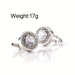 Round Rhinestone Diamond Cufflinks French Cufflinks Flash