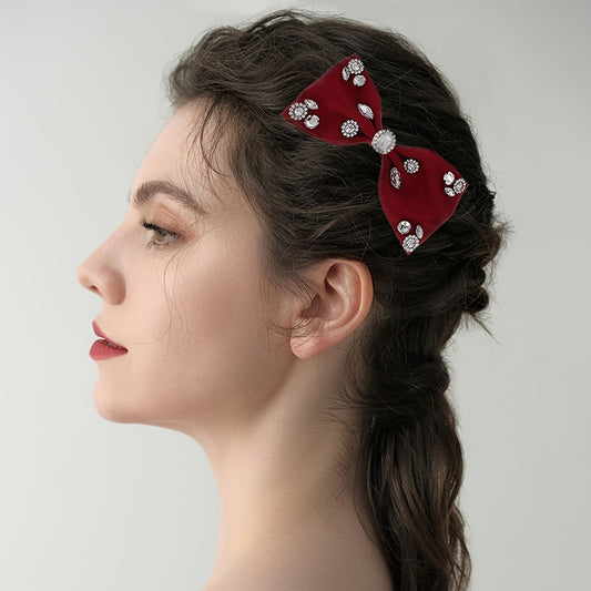 Fabric Rhinestone Bow Hair Clip Solid Hair Clip Hair Accessories
