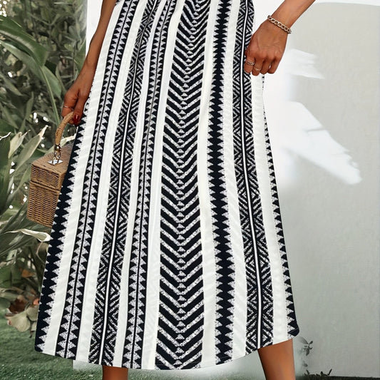 Geo Pattern A-line Skirt for Summer & Spring