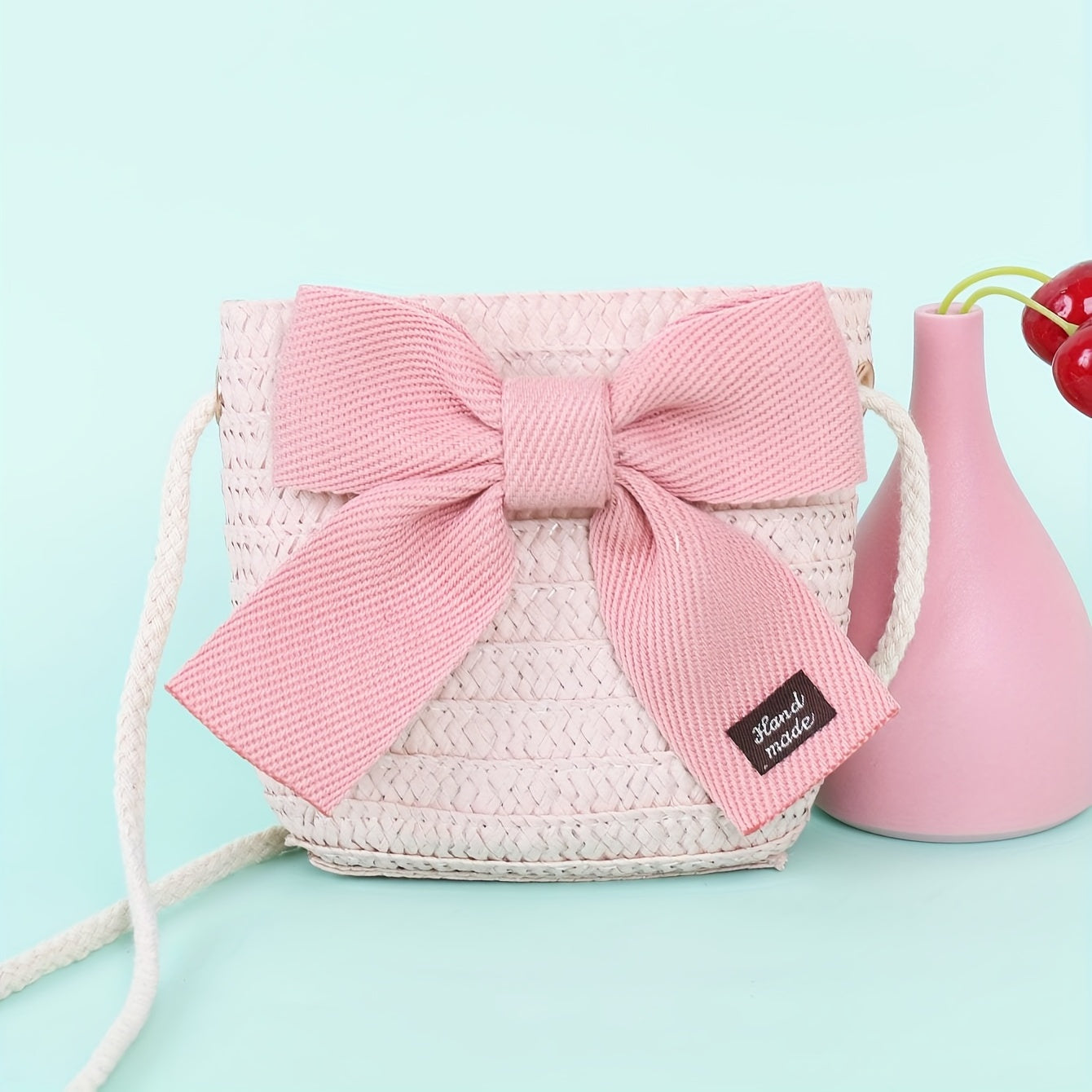 Children Straw Woven Handbags Small Purse Wallet Mini Shoulder Bags