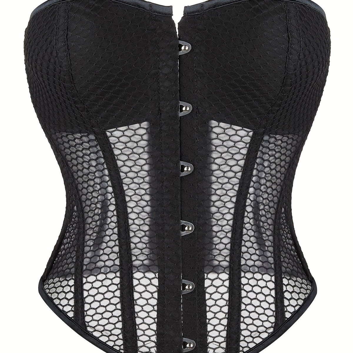 Mesh Strapless Corset Bustier Body Shaper Lace Up Lingerie