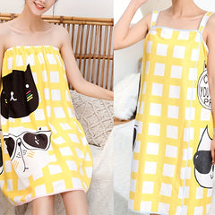 Women's Wearable Bath Towel Printed Bathrobe For Home & Travel