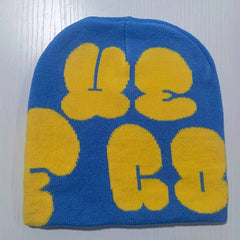 Y2K Beanie Lightweight Elastic Letter Skull Hat Hip Hop Warm Knit Hats