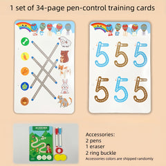 34 Page Control Pen Exercise Book Set for Kids, Erasable Pens
