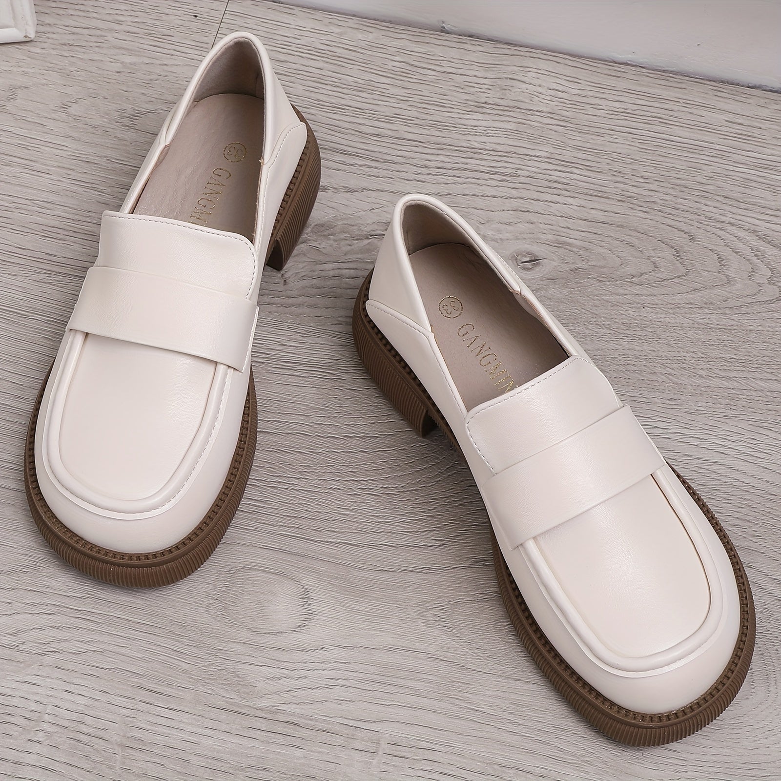 Women's Chunky Heel Loafers British Style Work Shoes