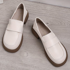Women's Chunky Heel Loafers British Style Work Shoes