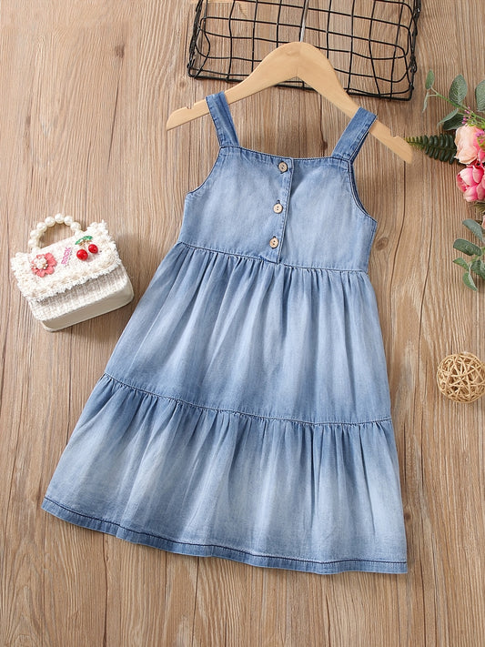 Toddler Baby Girl Cotton Dress Sleeveless Ruffle Suspender Dresses