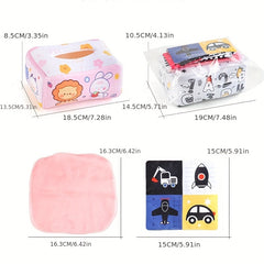 Baby Puzzle Cloth Book Toy Animal Washable Tissue Box