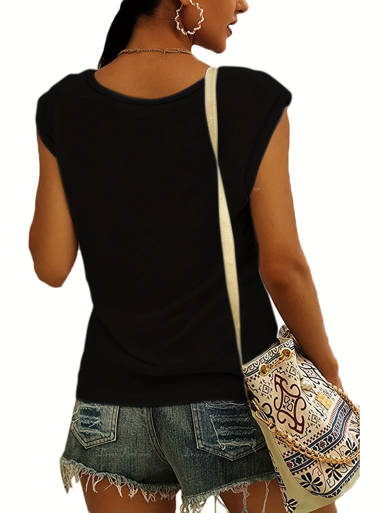 Women's V Neck Tank Top Cap Sleeve