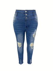 Button Fly High Rise Skinny Jeans