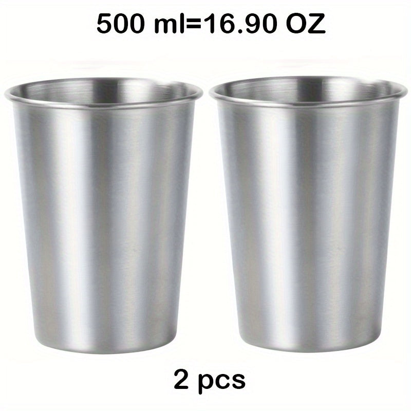 2pcs Stainless Steel Stackable Drinking Cups Insulated Reusable Camping Cup