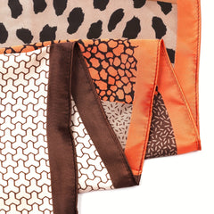 70 cm Orange Leopard Print Bandana Silk Square Scarf