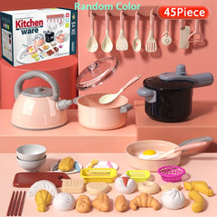 Kids Play Kitchen Cooking Utensils Set with Fruits and Food