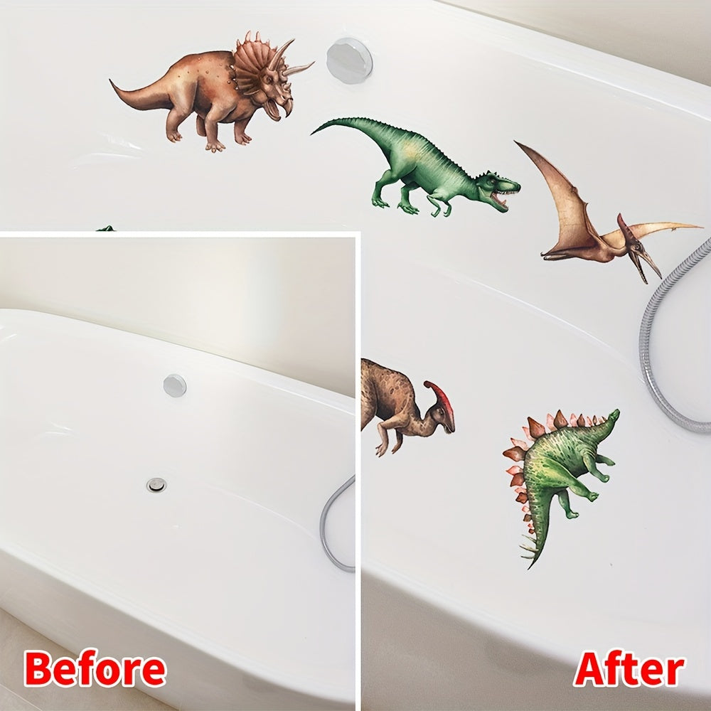 6Pcs Cartoon Dinosaur Bathtub Stickers Waterproof Frosted Stickers