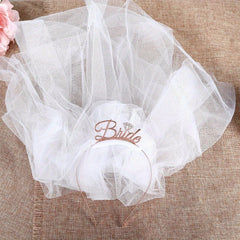Bridal Veil with Bride to Be Headband - Romantic Wedding Accessory - Pink Floral